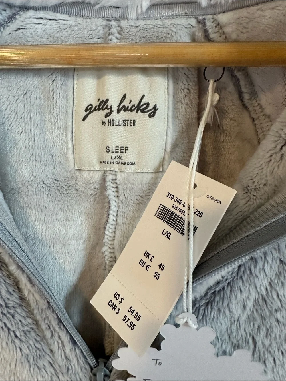 Gilly Hicks Plush Gray Sherpa Hooded Zip Onesie with Bear Ears - Picture 4 of 5